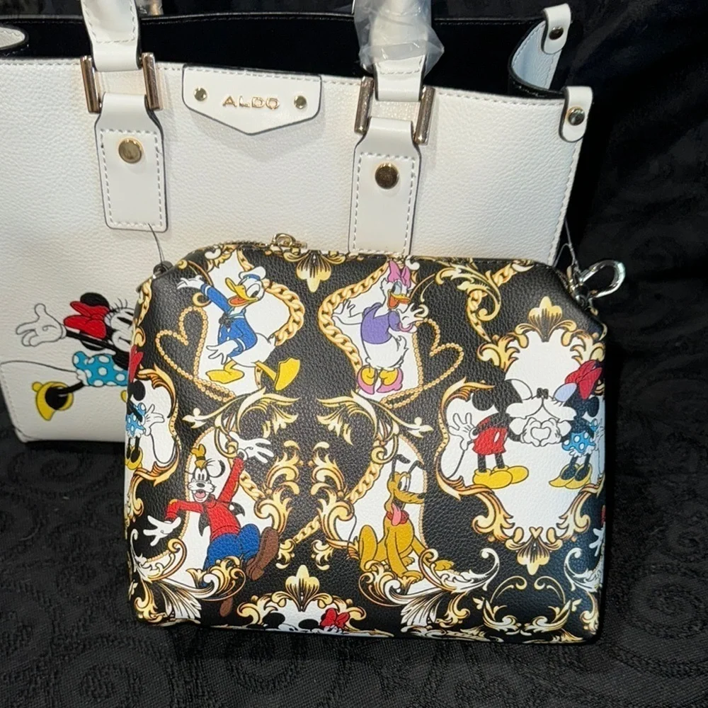 DISNEY X ALDO 100 Mickey & Minnie Handbag and Disney MULTI CHARACTER Crossbody - Picture 12 of 14